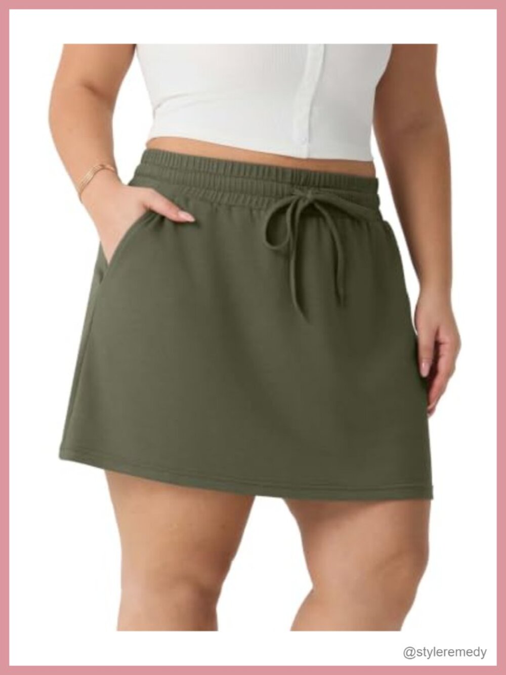 Plus Size Athletic Skort with Built-in Shorts, High Stretch Polyester Blend,